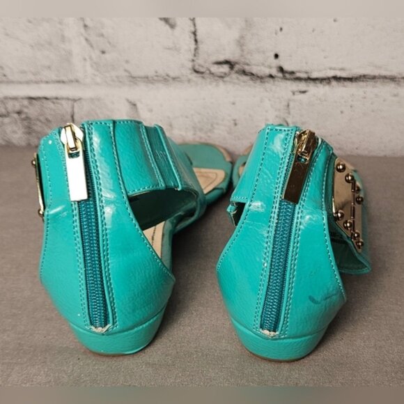 Bamboo Turquoise Ankle Strap Sandals - Picture 4 of 9